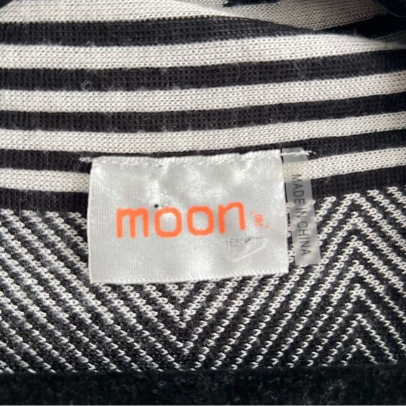 Moon Black White Aztec Print Cardigan Sleeveless Waterfall Stretch Casual - Med - Picture 2 of 6